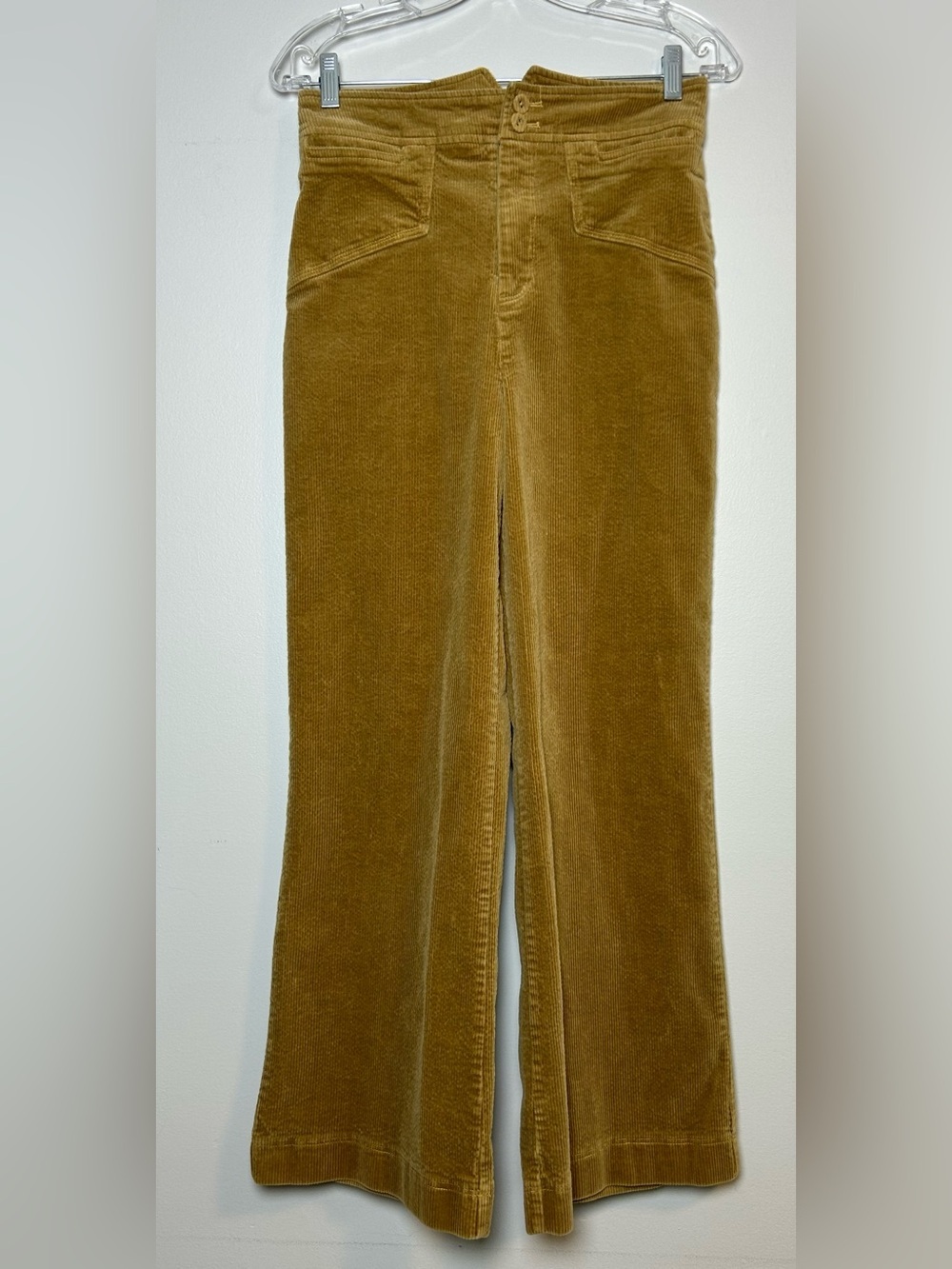 7 For All Mankind Mustard gold Corduroy Wide-Leg Pants size 4 retro boho